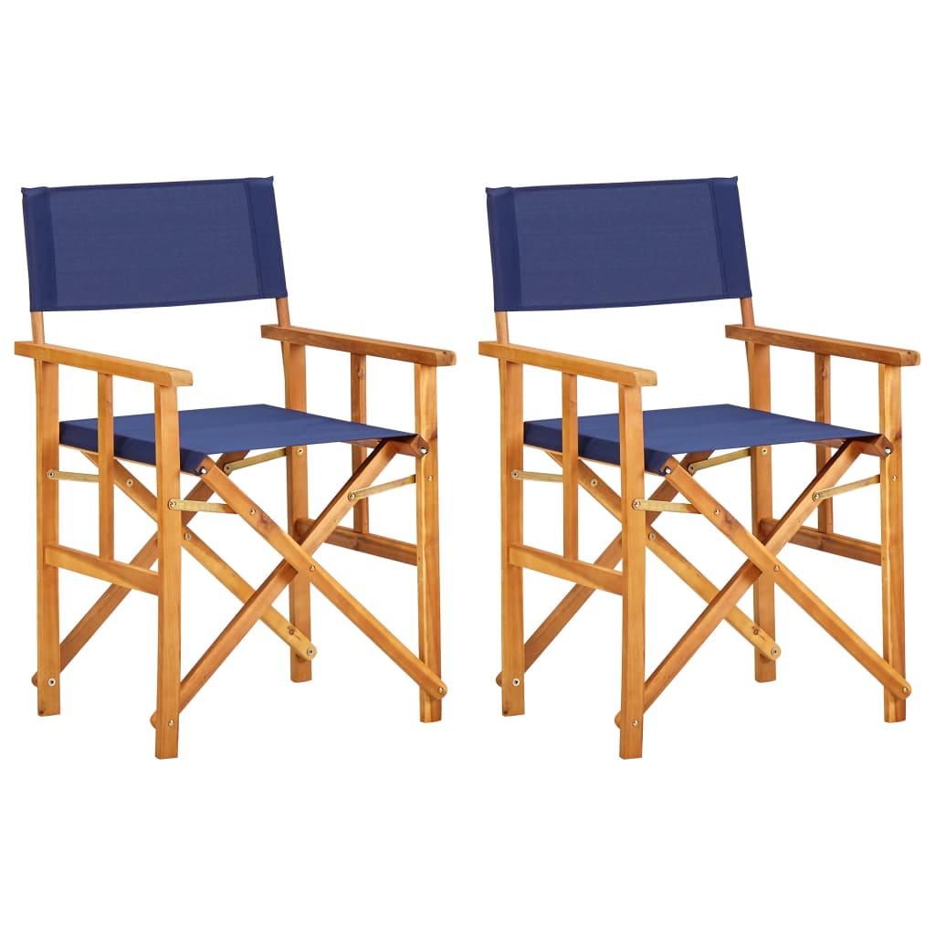 Redateljske stolice 2 kom od masivnog bagremovog drva plave
