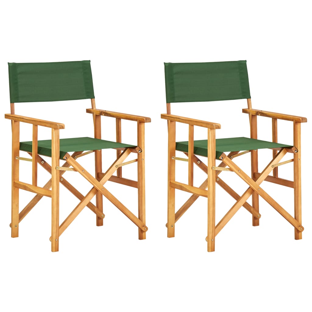 Režisérské židle 2 ks masivní akáciové dřevo zelené