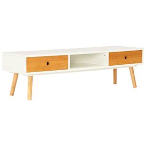 TV stolek bílý 120 x 35 x 35 cm masivní borové dřevo - obrázek 2