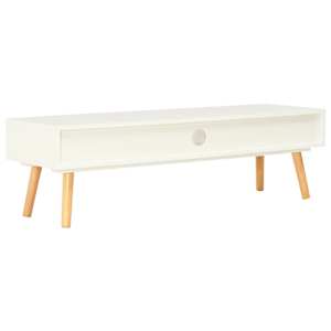 TV stolek bílý 120 x 35 x 35 cm masivní borové dřevo - obrázek 4