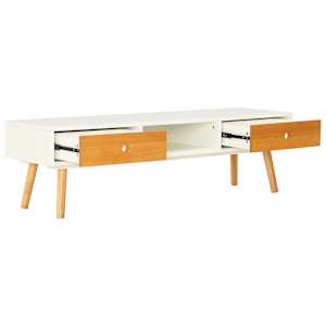 TV stolek bílý 120 x 35 x 35 cm masivní borové dřevo - obrázek 5