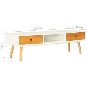 TV stolek bílý 120 x 35 x 35 cm masivní borové dřevo - obrázek 9