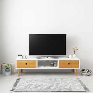 TV stolek bílý 120 x 35 x 35 cm masivní borové dřevo