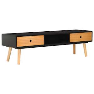 TV stolek černý 120 x 35 x 35 cm masivní borové dřevo - obrázek 2
