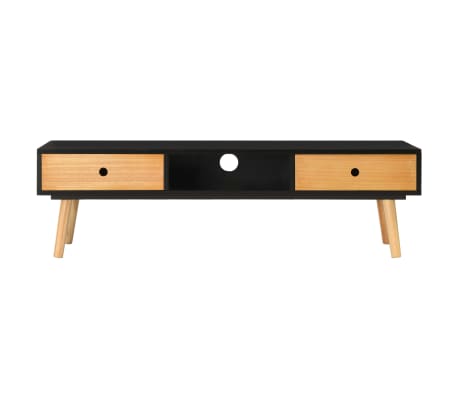 vidaXL TV Cabinet Black 120x35x35 cm Solid Pinewood