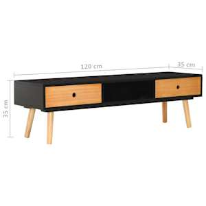 TV stolek černý 120 x 35 x 35 cm masivní borové dřevo - obrázek 9