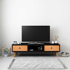 TV stolek černý 120 x 35 x 35 cm masivní borové dřevo