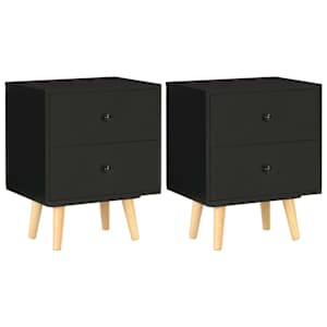 Noční stolky 2 ks černé 40 x 30 x 50 cm masivní borové dřevo
