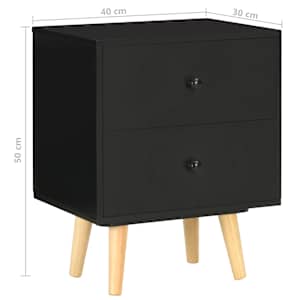 Noční stolky 2 ks černé 40 x 30 x 50 cm masivní borové dřevo - obrázek 10