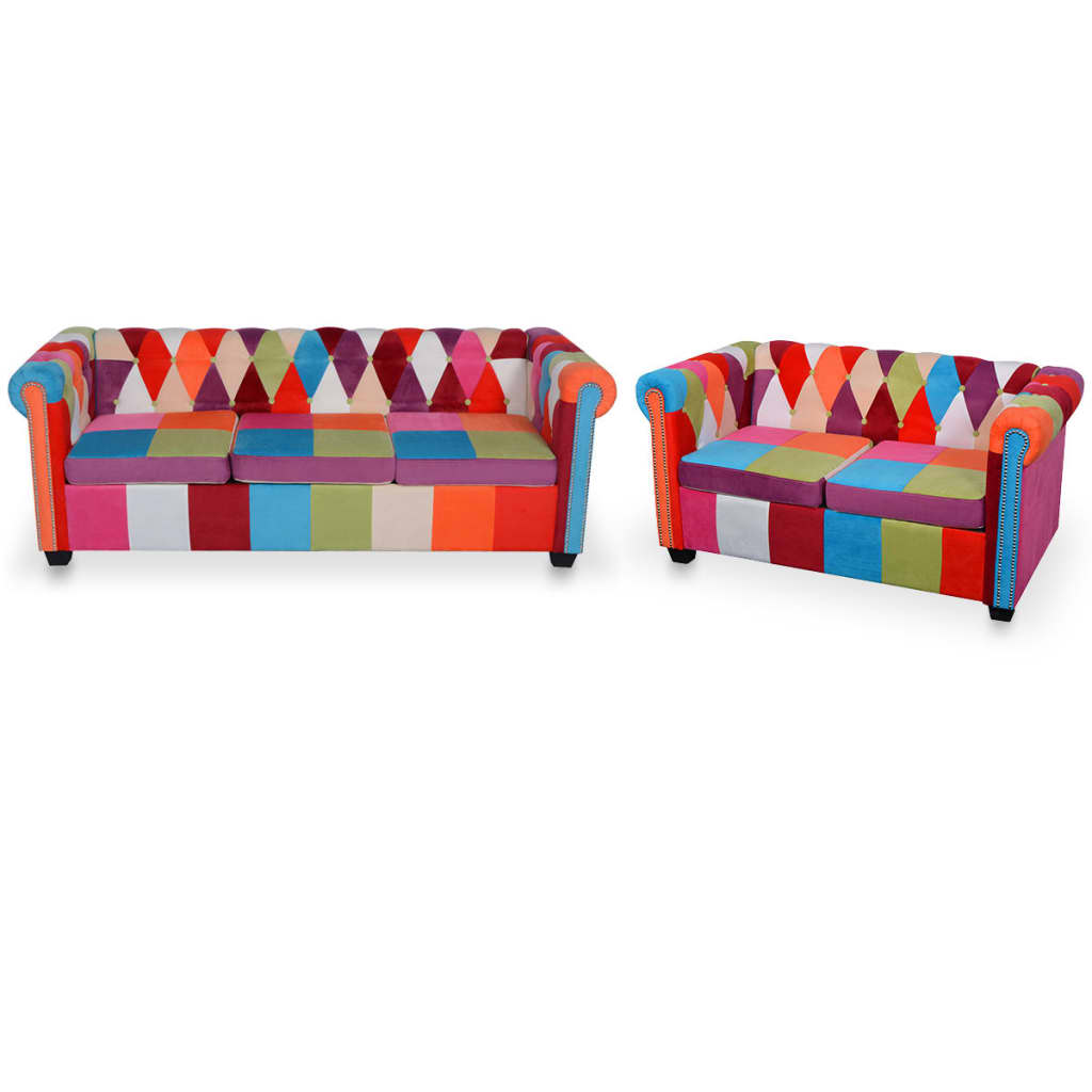 vidaXL 2-tlg. Chesterfield-Sofa-Set Stoff