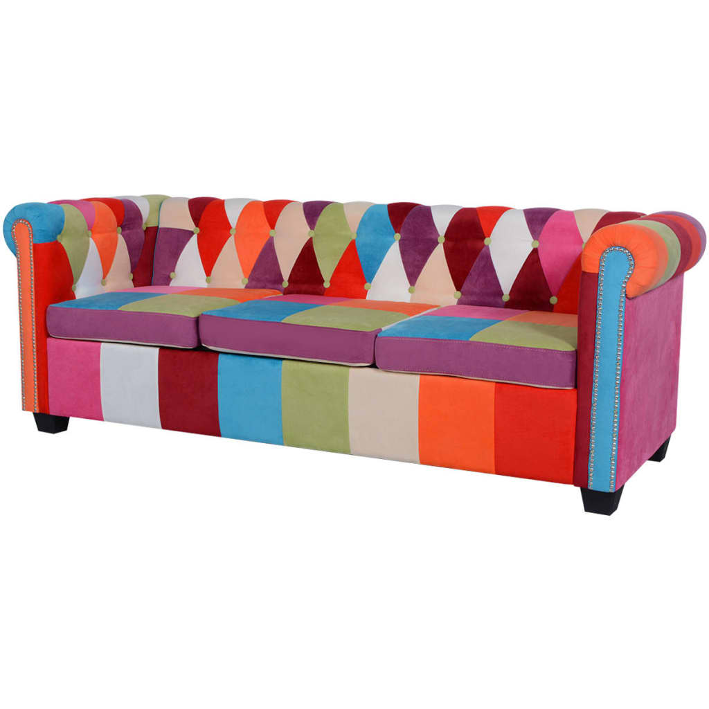 vidaXL Set canapea Chesterfield, 2 piese, material textil
