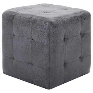 Taburety 2 ks šedé 30 x 30 x 30 cm umělá broušená kůže - obrázek 2
