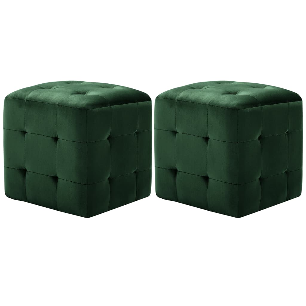 vidaXL Taburet, 2 buc., verde, 30 x 30 x 30 cm, țesătură catifea vidaXL