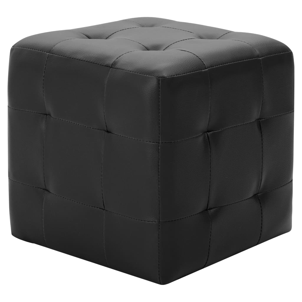 vidaXL Taburet, 2 buc., negru, 30 x 30 x 30 cm, piele ecologică 