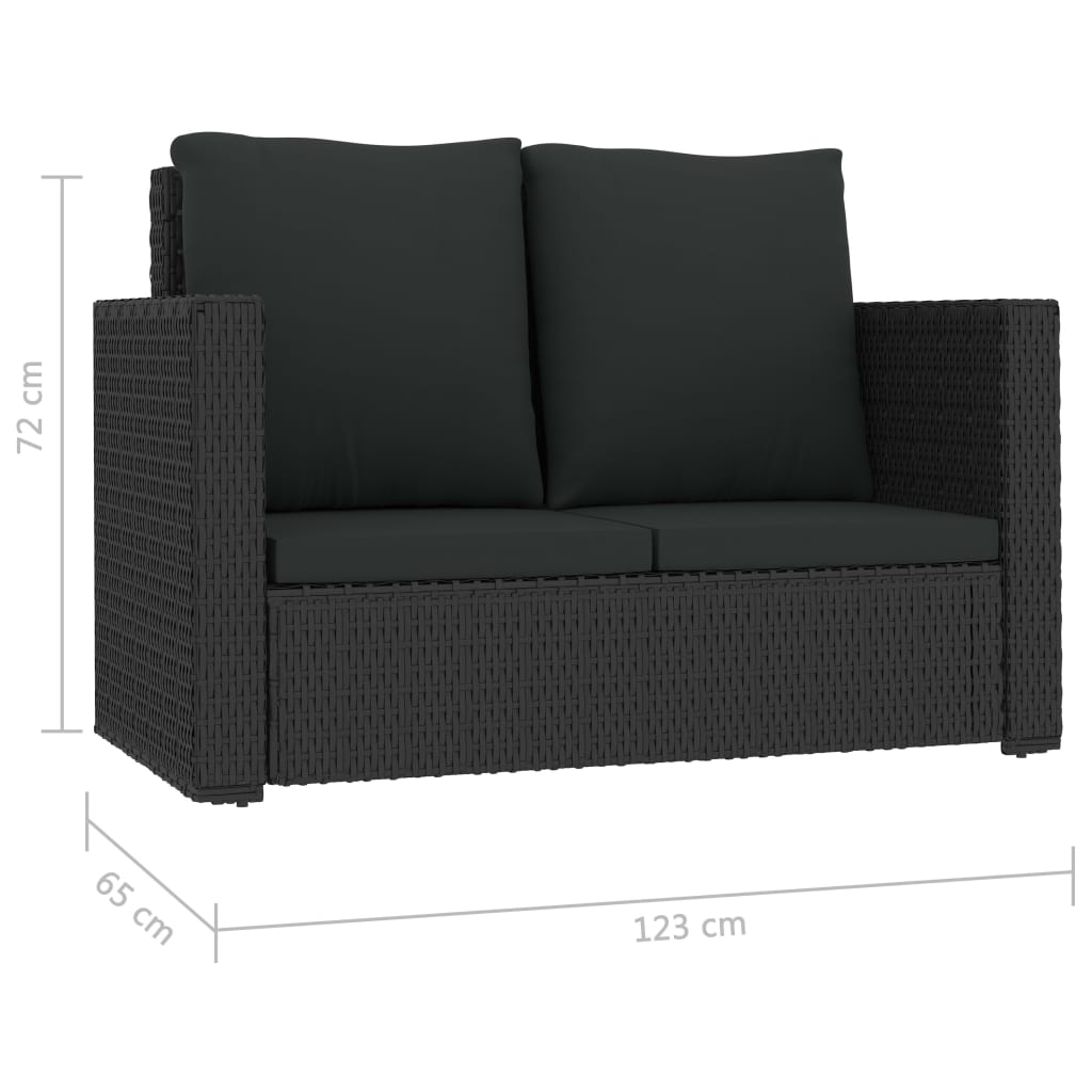Set Divani Da Giardino 2 Pz Con Cuscini In Polyrattan Nero VidaXL 18 width=274