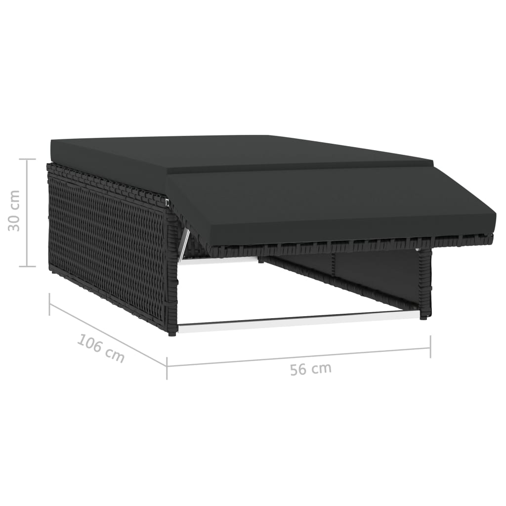 Set Divani Da Giardino 2 Pz Con Cuscini In Polyrattan Nero VidaXL 19 width=274