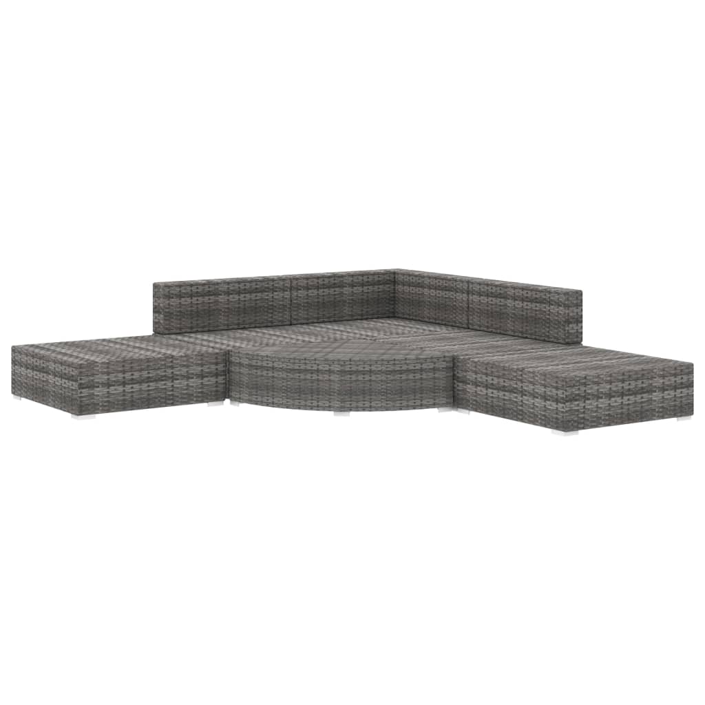 Set Divani Da Giardino 6 Pz Con Cuscini In Polyrattan Grigio VidaXL 14 width=274