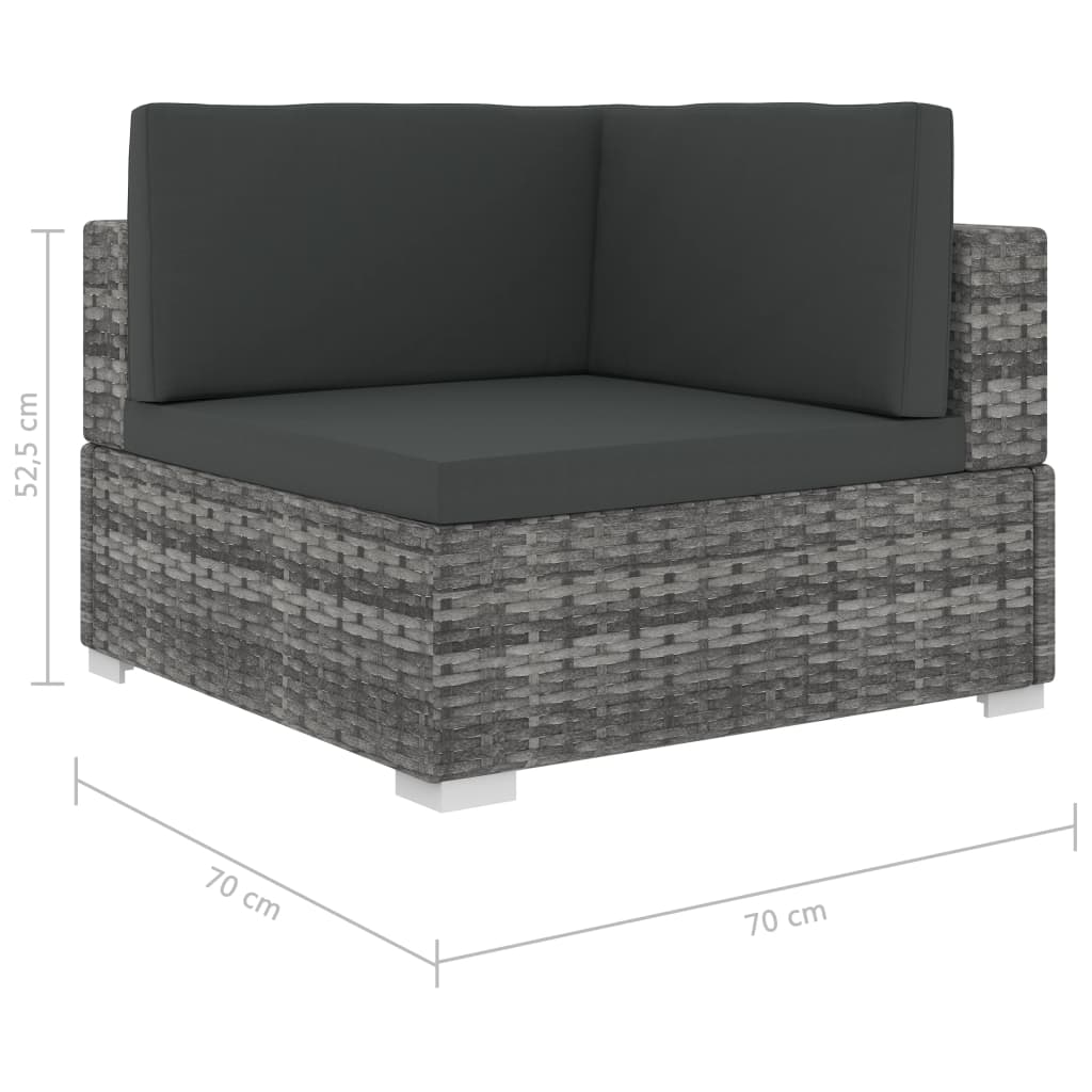 Set Divani Da Giardino 6 Pz Con Cuscini In Polyrattan Grigio VidaXL 19 width=274