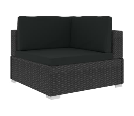 vidaXL 6 pcs conjunto lounge de jardim c/ almofad&otilde;es vime PE preto
