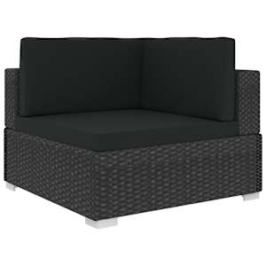 vidaXL 6 pcs conjunto lounge de jardim c/ almofad&otilde;es vime PE preto