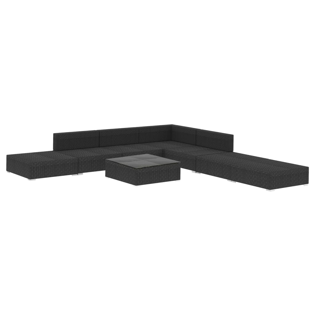 vidaXL Set mobilier de grădină cu perne, 8 piese, negru, poliratan