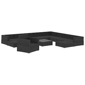 12dílná zahradní sedací souprava s poduškami polyratan černá - obrázek 3