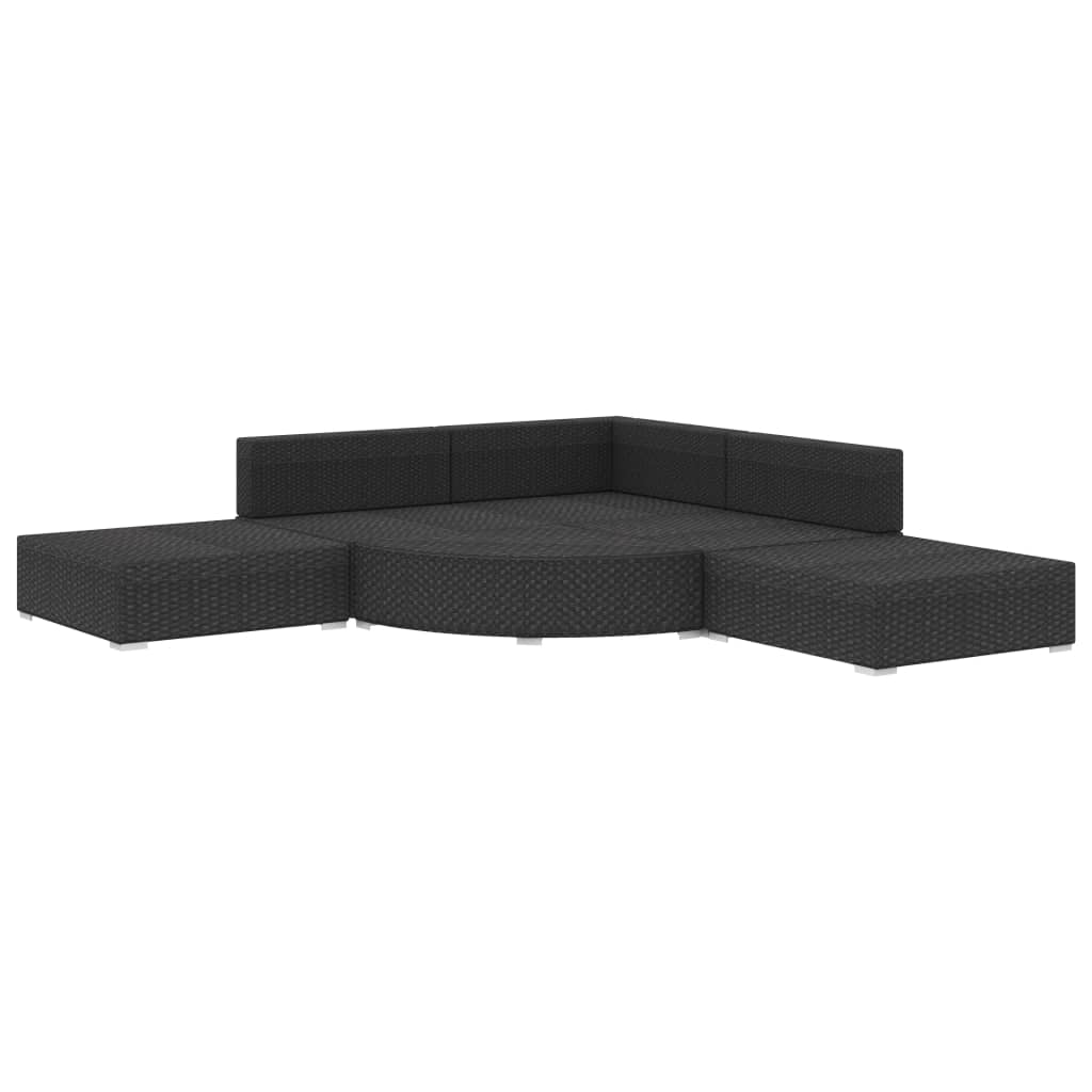 vidaXL Set mobilier de grădină cu perne, 6 piese, negru, poliratan