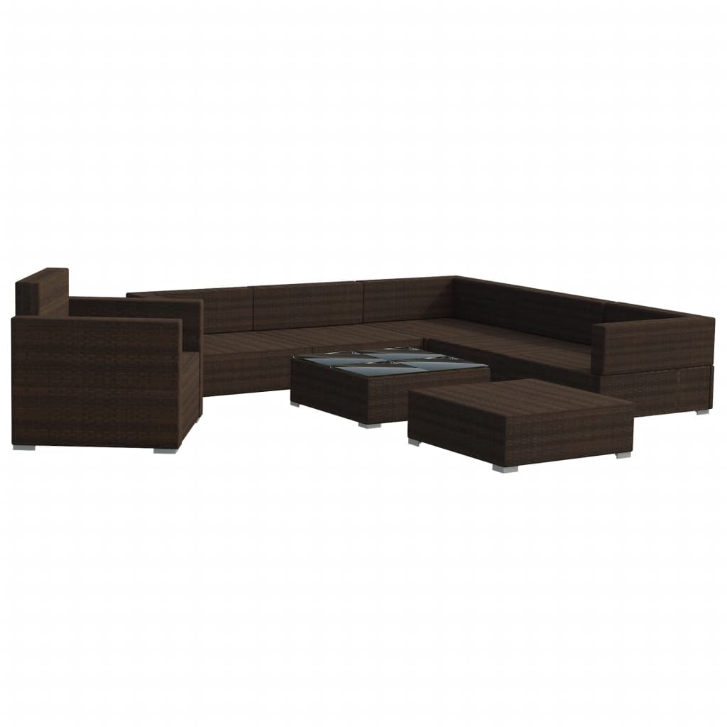 vidaXL 8-delige Loungeset met kussens poly rattan bruin afbeelding