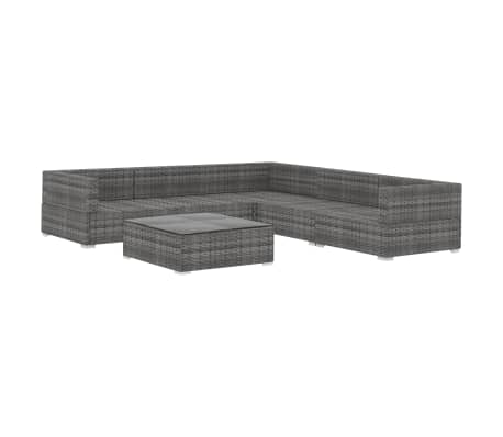 vidaXL 6 Piece Garden Lounge Set with Cushions Poly Rattan Grey
