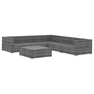 vidaXL 6 Piece Garden Lounge Set with Cushions Poly Rattan Grey