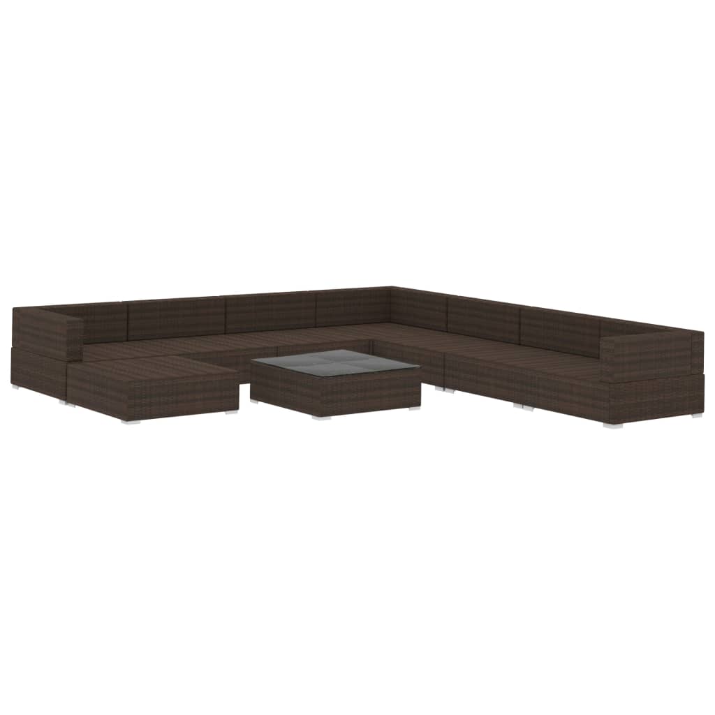 

vidaXL 9-delige Loungeset met kussens poly rattan bruin