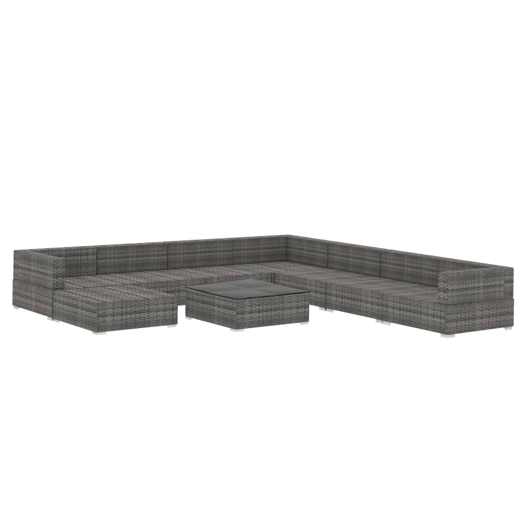 vidaXL 9 részes szürke polyrattan kertibútor-garnitúra párnákkal