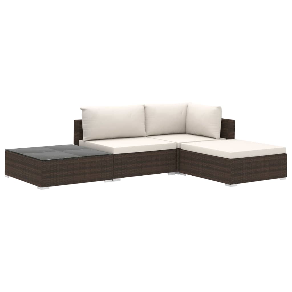 Thumbnail - vidaXL 4-tlg. Garten-Lounge-Set mit Auflagen Poly Rattan Braun