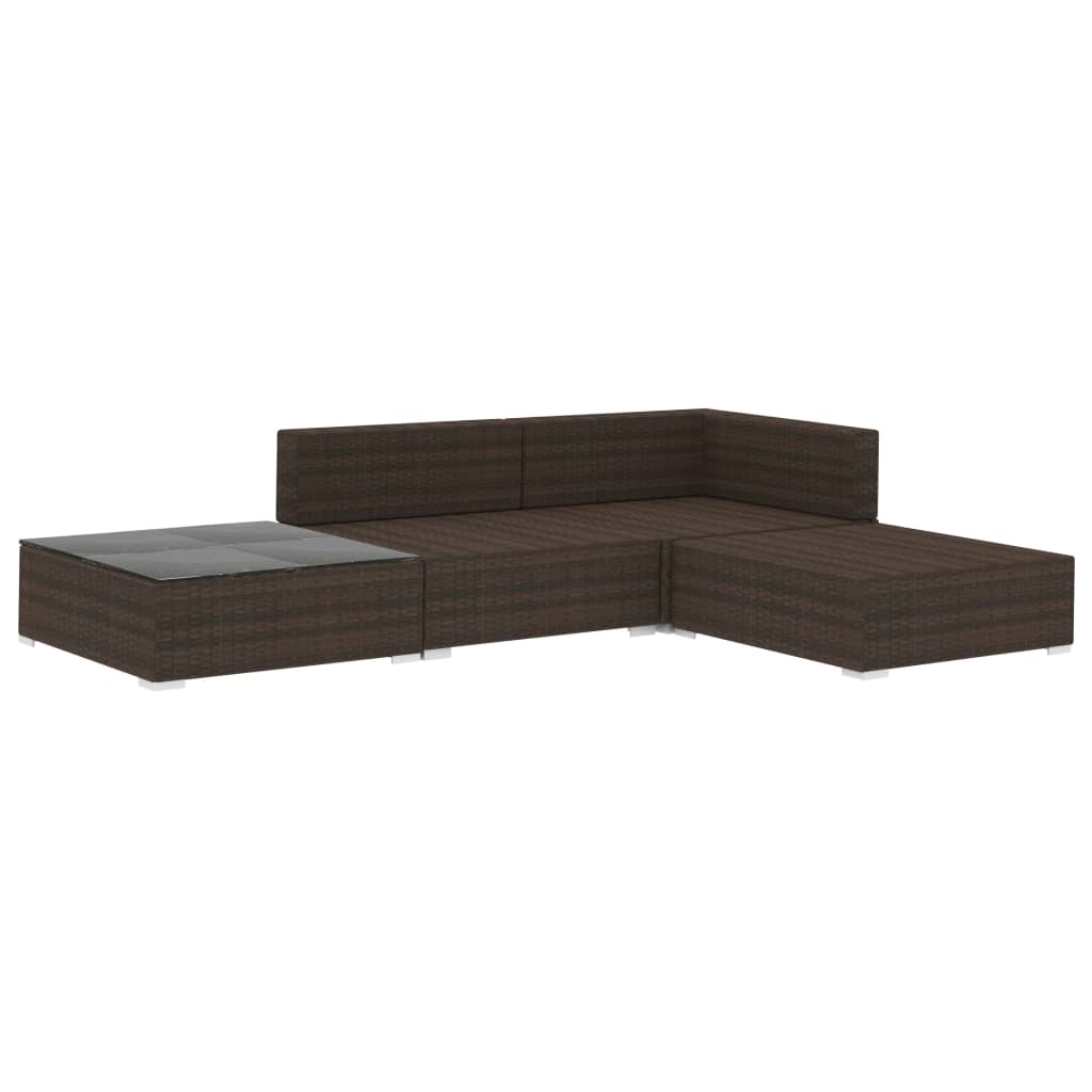 Thumbnail - vidaXL 4-tlg. Garten-Lounge-Set mit Auflagen Poly Rattan Braun