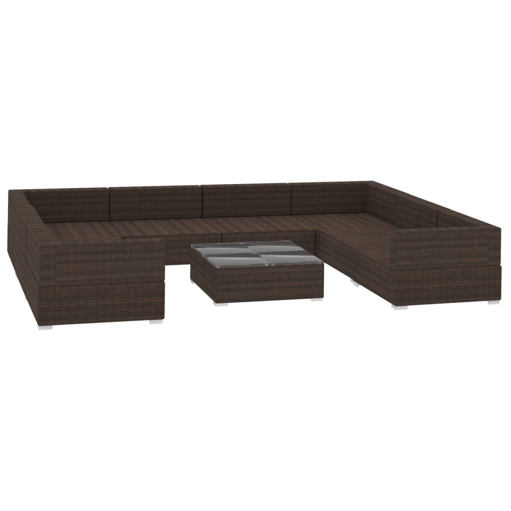 

vidaXL 9-delige Loungeset met kussens poly rattan bruin