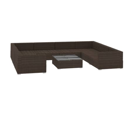 vidaXL Poilsio baldų komplektas su pagalvėmis, 9d., rudas, poliratanas