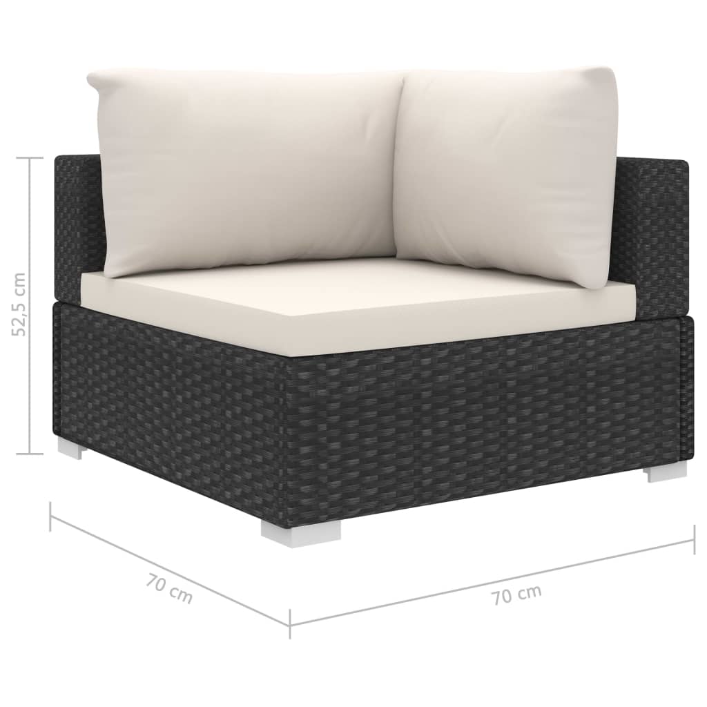 Sodo baldų komplektas su pagalvėmis, 9d., juodas, poliratanas | Stepinfit