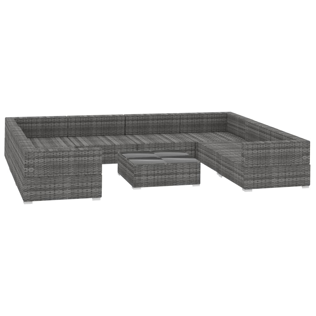 

vidaXL 9-delige Loungeset met kussens poly rattan grijs