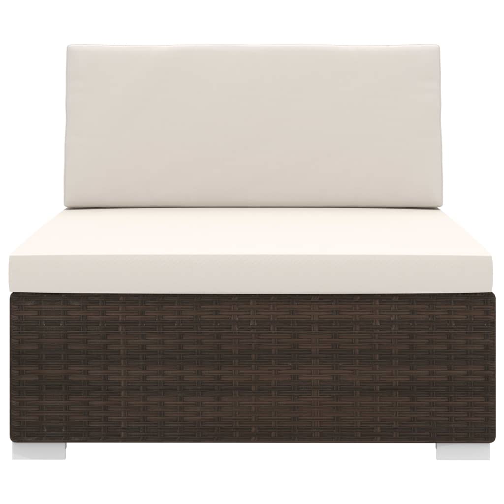 Thumbnail - vidaXL Modular-Sofa-Mittelteil 1 Stk. + Auflagen Poly Rattan Braun