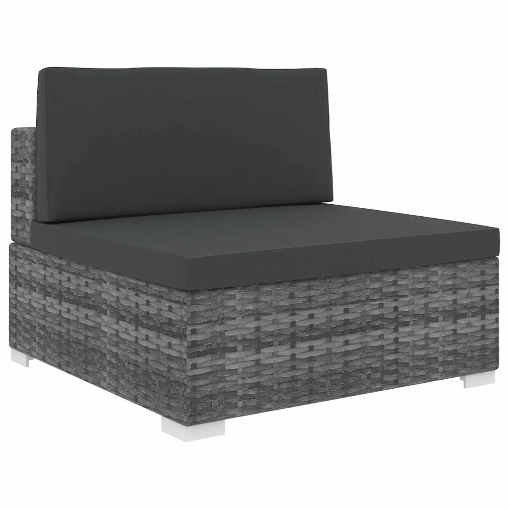 vidaXL Scaun modular de mijloc, 1 buc., gri, poliratan, cu perne