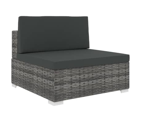 Vidaxl Modular Sofa Mittelteil 1 Stk Auflagen Poly Rattan Grau