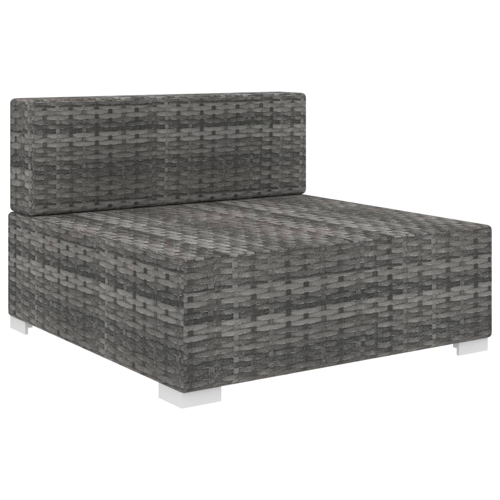 Thumbnail - vidaXL Modular-Sofa-Mittelteil 1 Stk. + Auflagen Poly Rattan Grau