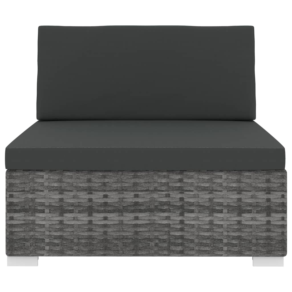 Thumbnail - vidaXL Modular-Sofa-Mittelteil 1 Stk. + Auflagen Poly Rattan Grau