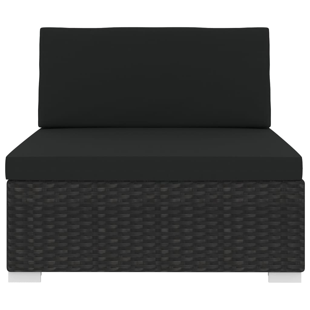 Thumbnail - vidaXL Modular-Sofa-Mittelteil 1 Stk. + Auflagen Poly Rattan Schwarz