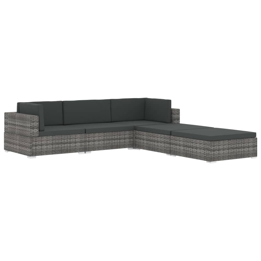 1 db fekete polyrattan moduláris középső kanapé párnákkal 