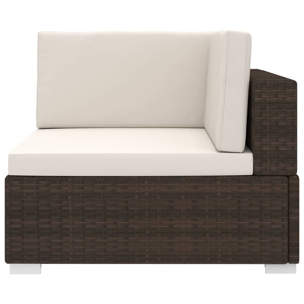 Thumbnail - vidaXL Modular-Sofa-Eckteil 1 Stk. + Auflagen Poly Rattan Braun