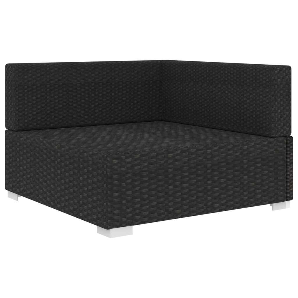 Thumbnail - vidaXL Modular-Sofa-Eckteil 1 Stk. + Auflagen Poly Rattan Schwarz