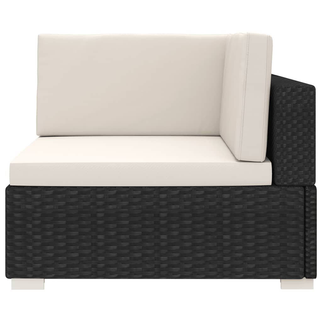 Thumbnail - vidaXL Modular-Sofa-Eckteil 1 Stk. + Auflagen Poly Rattan Schwarz
