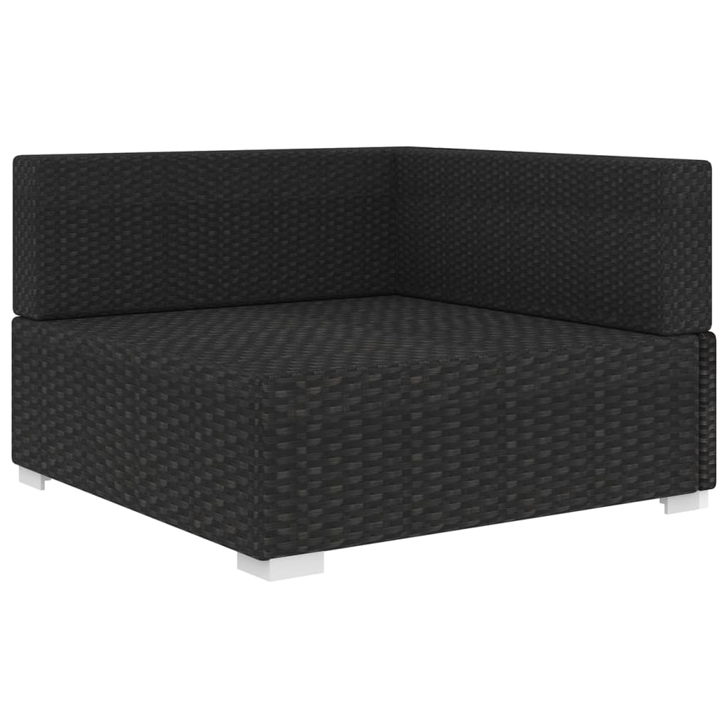 

vidaXL Hoekbank 1 st met kussens poly rattan zwart