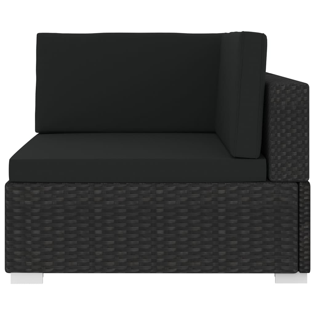 Thumbnail - vidaXL Modular-Sofa-Eckteil 1 Stk. + Auflagen Poly Rattan Schwarz